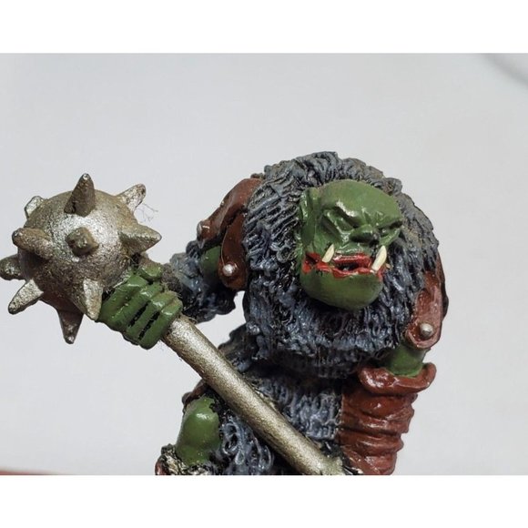 Rare Vintage Ogre Warrior With Spiked Axe On Stone Slate Shelf Sitter Home Décor - Picture 6 of 12